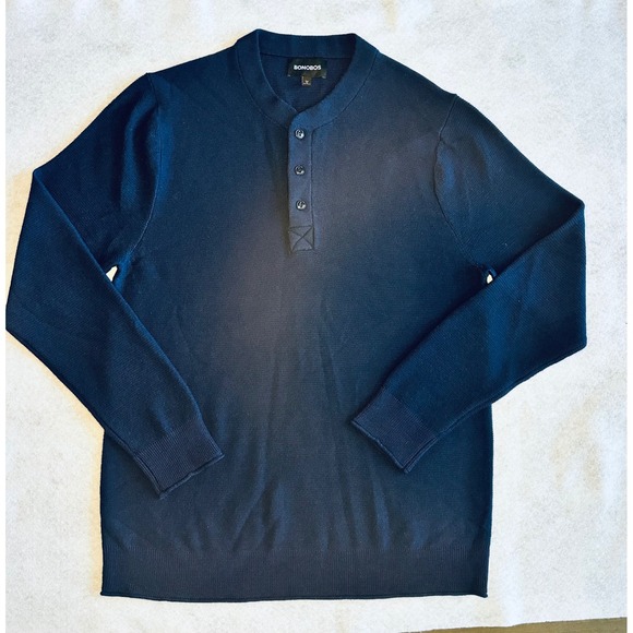Bonobos Henley Blue Sweater Long Sleeve Knit Pullover Casual Top Mens‎ Size XL - Picture 1 of 5